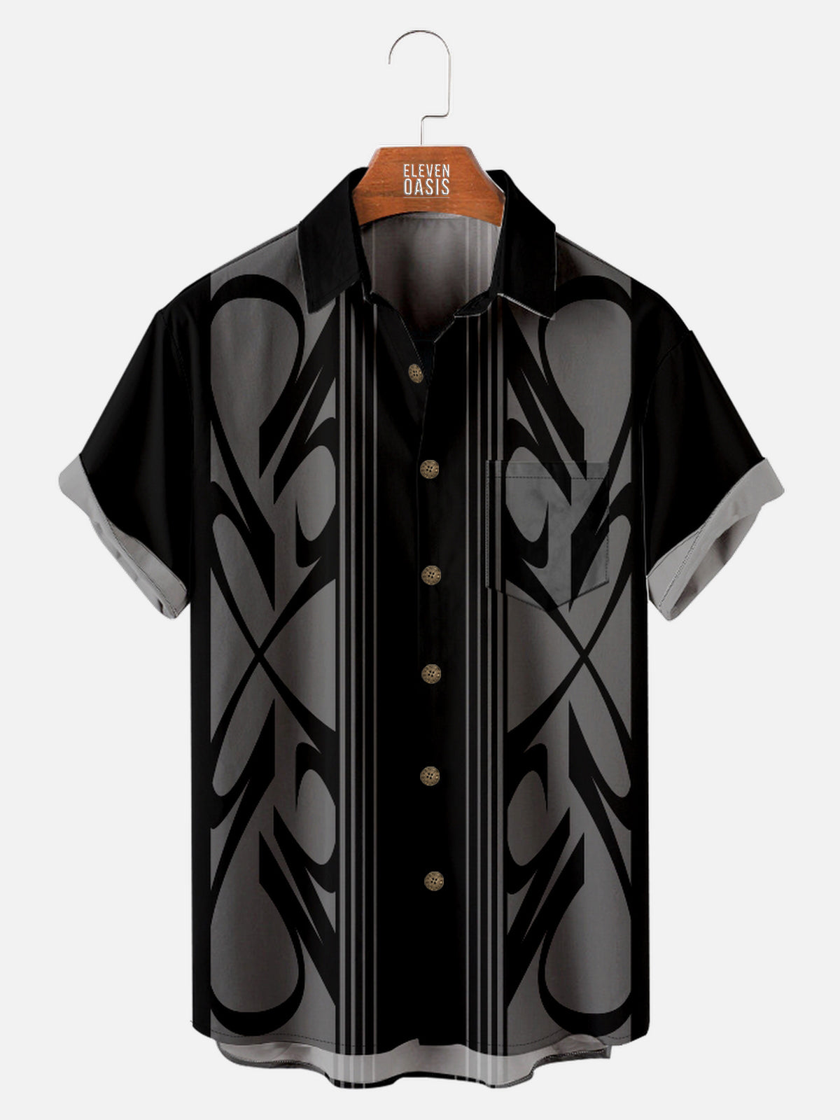 Tall Men's Pinstripe Inspired Hot Rod Basic Every Day Short Sleeve Shirt ElevenOasis