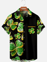 Men's St. Patrick's Day Jeweled Clover Short Sleeve Shirt Eleven Oasis