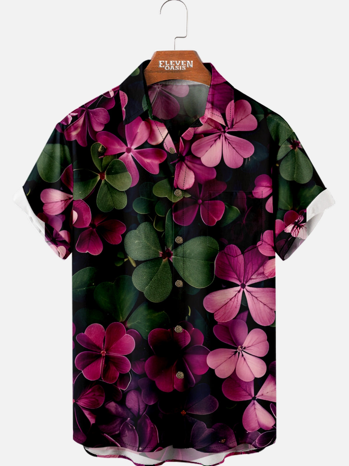 Men's St. Patrick's Day Tropical Clover Short Sleeve Shirt Eleven Oasis