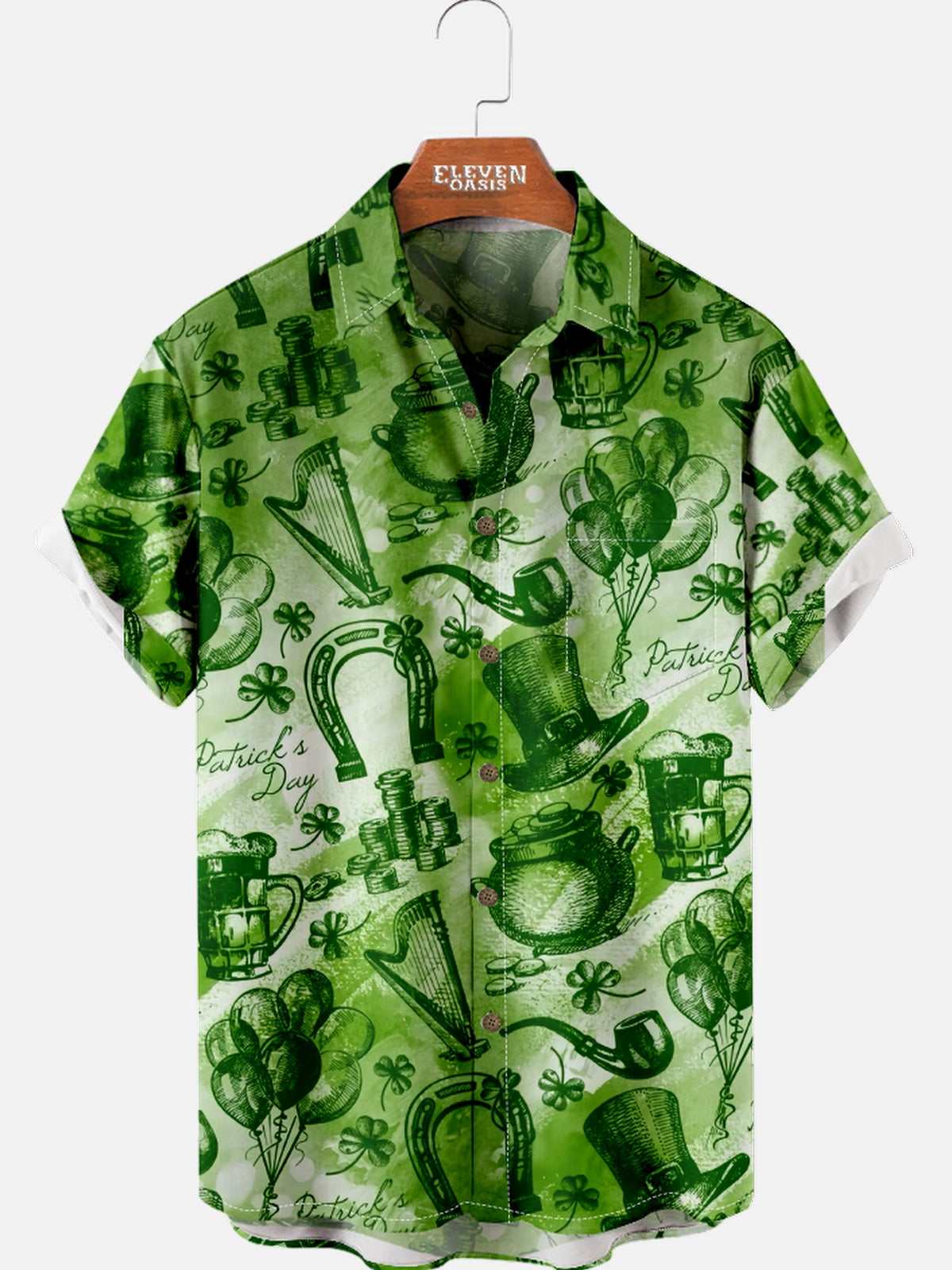 Men's St. Patrick's Day Festive Print Short Sleeve Shirt Eleven Oasis