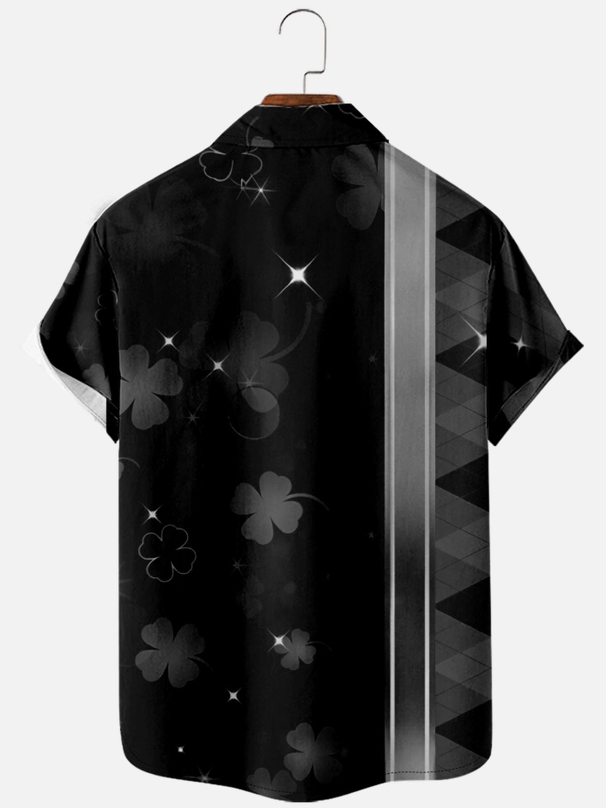 Men's St. Patrick's Day Clover Stripe Black Short Sleeve Shirt Eleven Oasis