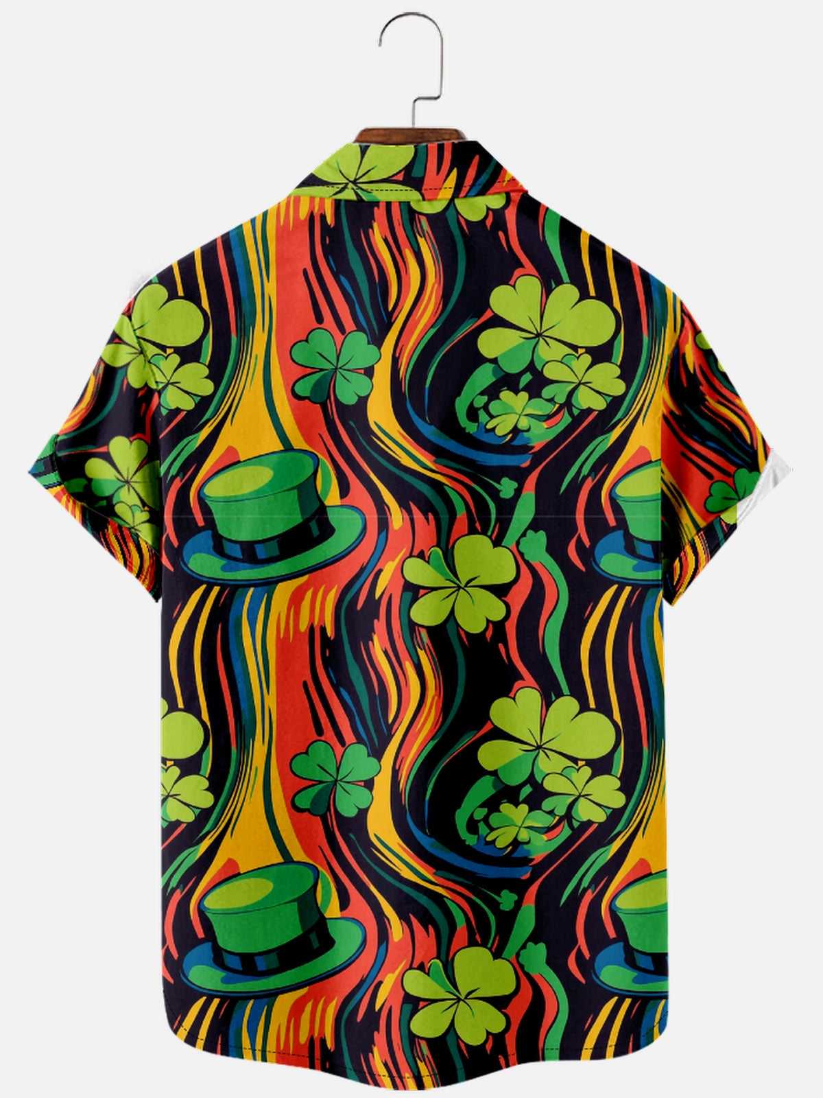 Men's St. Patrick's Day Flaming Clover Short Sleeve Shirt Eleven Oasis
