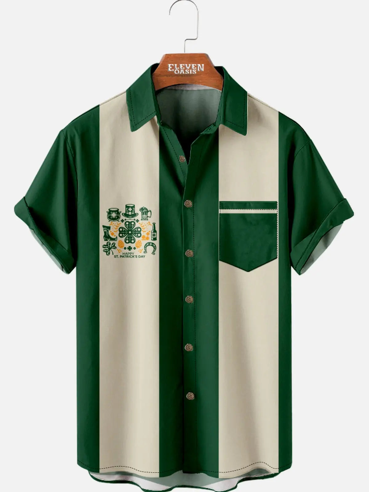 Men's Shamrock Icon Stripe Short Sleeve Shirt Eleven Oasis