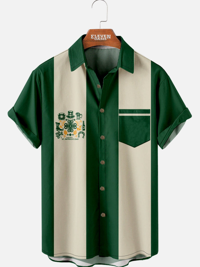 Men's St. Patrick's Day Small Logo Short Sleeve Shirt Eleven Oasis