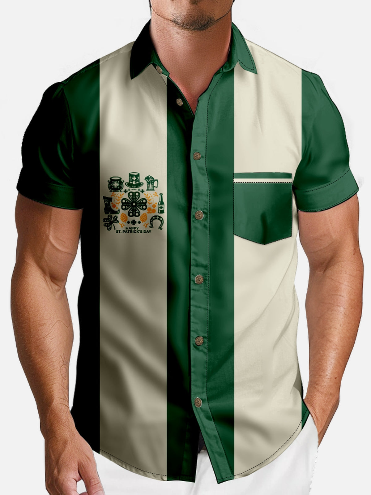 Men's St. Patrick's Day Small Logo Short Sleeve Shirt Eleven Oasis