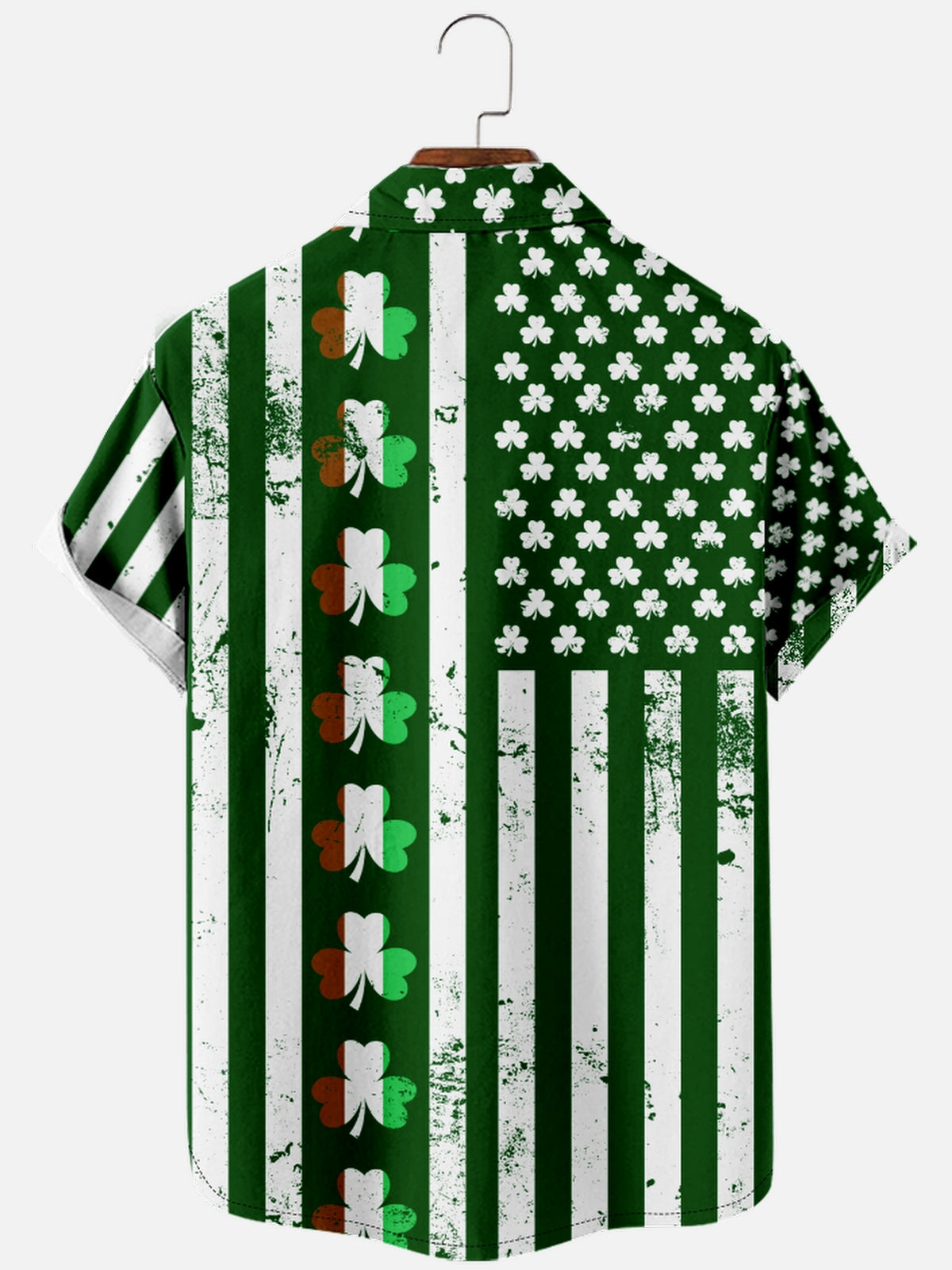 Men's St. Patrick's Day Shamrock Stripes Short Sleeve Shirt Eleven Oasis