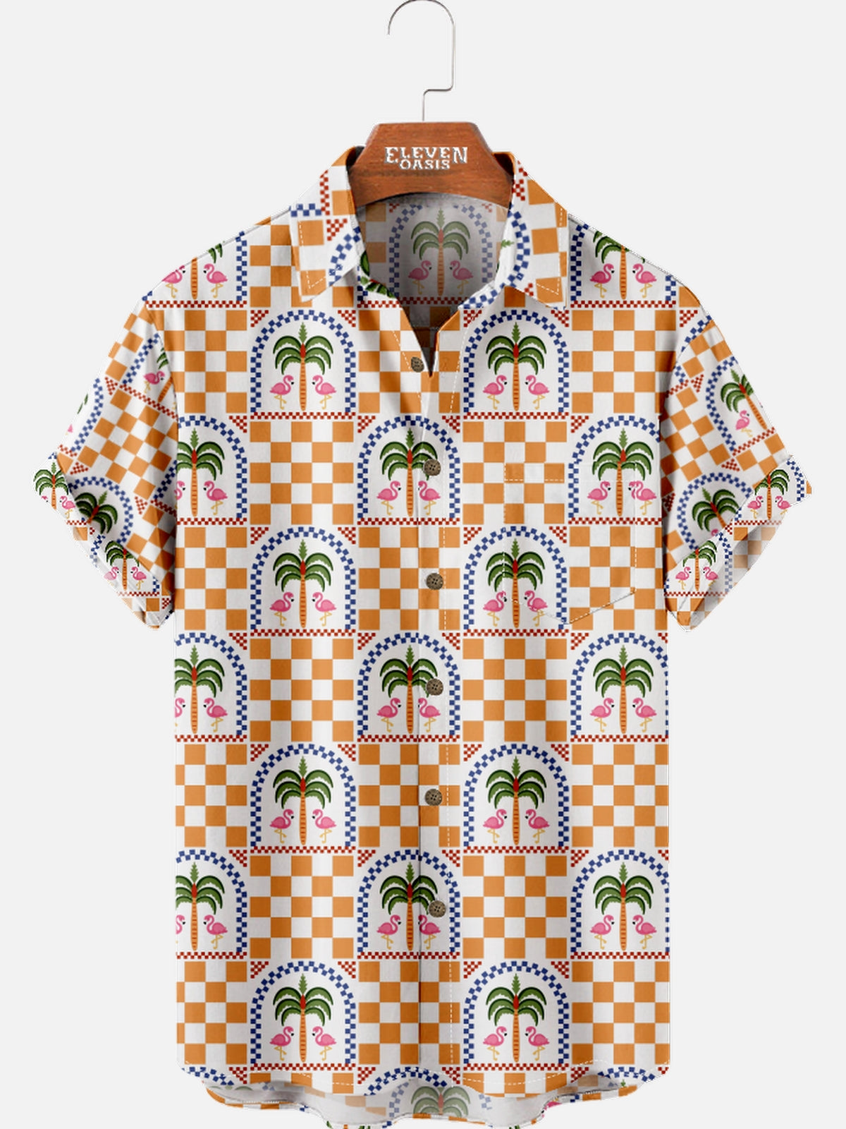 Men's Hawaii Tropical Check Short Sleeve Shirt Eleven Oasis