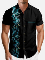 Men's Hawaiian Tropical Night Floral Short Sleeve Shirt ElevenOasis