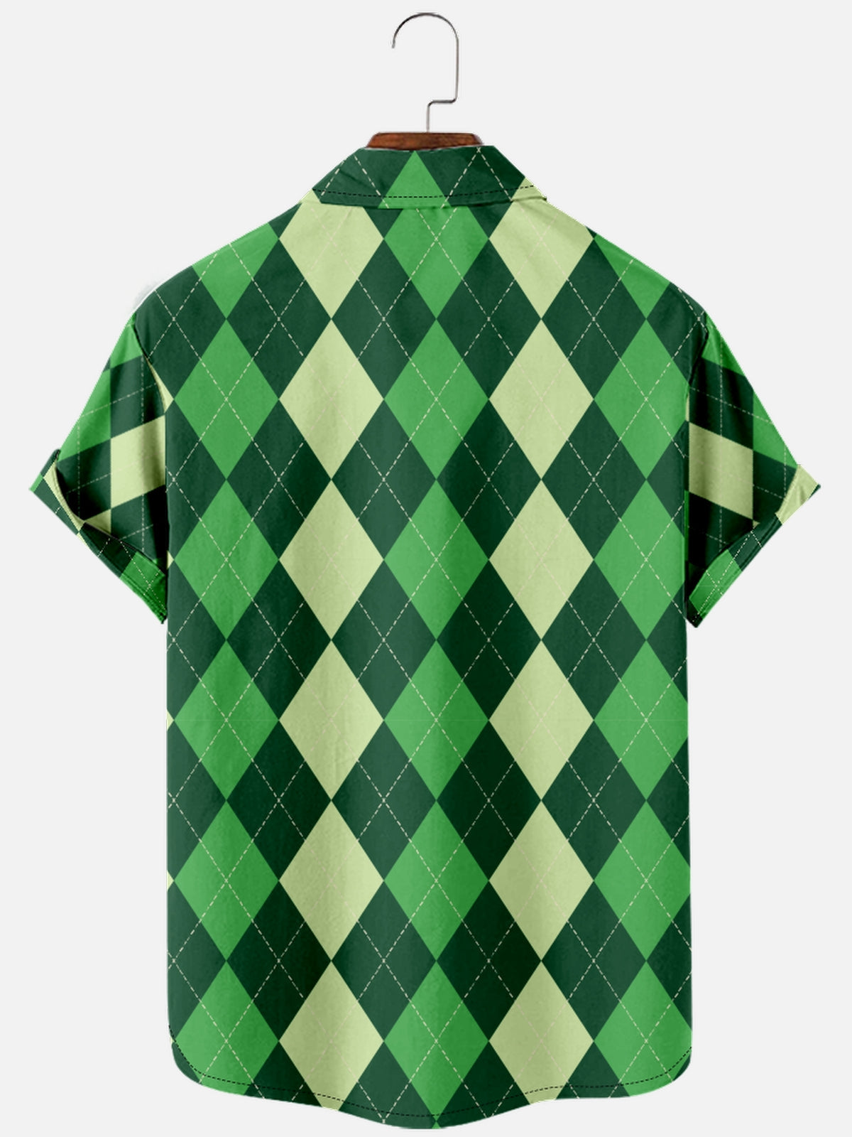 Men's St. Patrick's Day Green Clover Diamond Short Sleeve Shirt Eleven Oasis