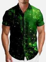 Tall Men's St. Patrick's Day Sparkling Clover Short Sleeve Shirt Eleven Oasis