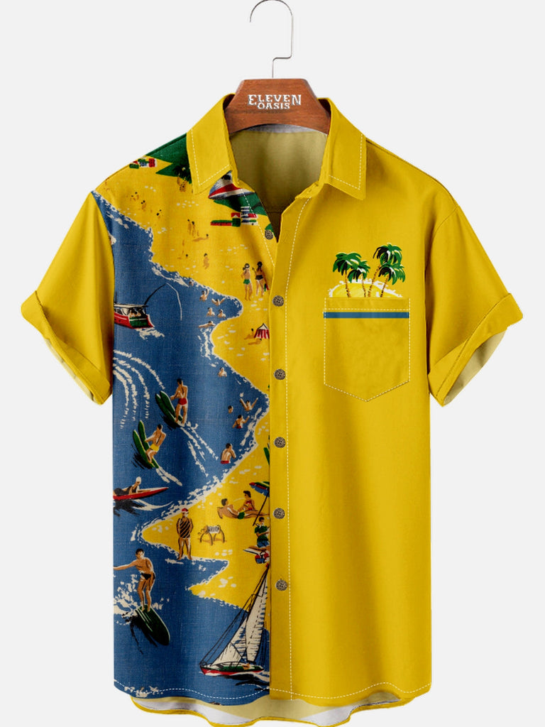 Men's Hawaii Beach Bum Short Sleeve Shirt Eleven Oasis