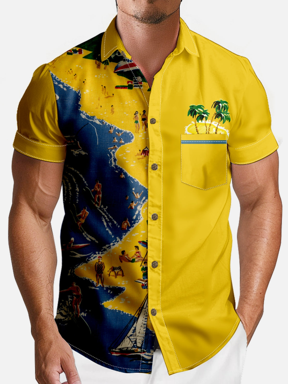 Men's Hawaii Beach Bum Short Sleeve Shirt Eleven Oasis
