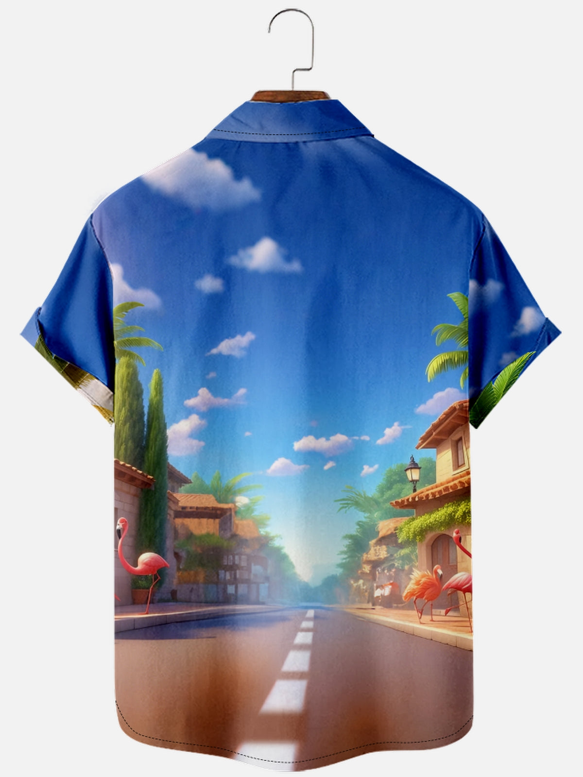 Men's Hawaii Flamingo Scooter Short Sleeve Shirt Eleven Oasis