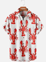 Mardi Gras Lobster Print Men's Shirt ElevenOasis