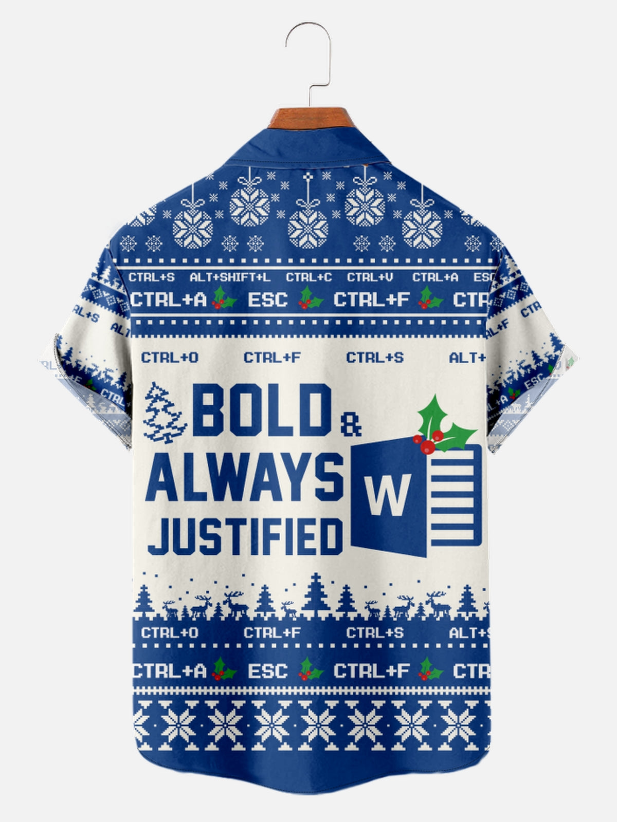 Men's Bold and Justified Microsoft Word Christmas Short Sleeve Shirt Eleven Oasis