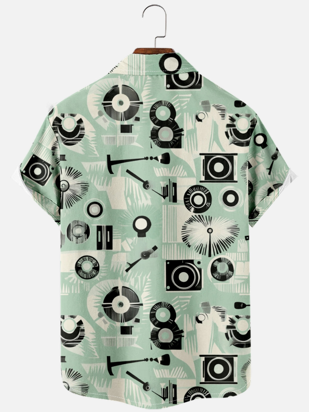 Men's Classic Spread Collar Short Sleeve Shirt - Retro Tech-Inspired Design Eleven Oasis