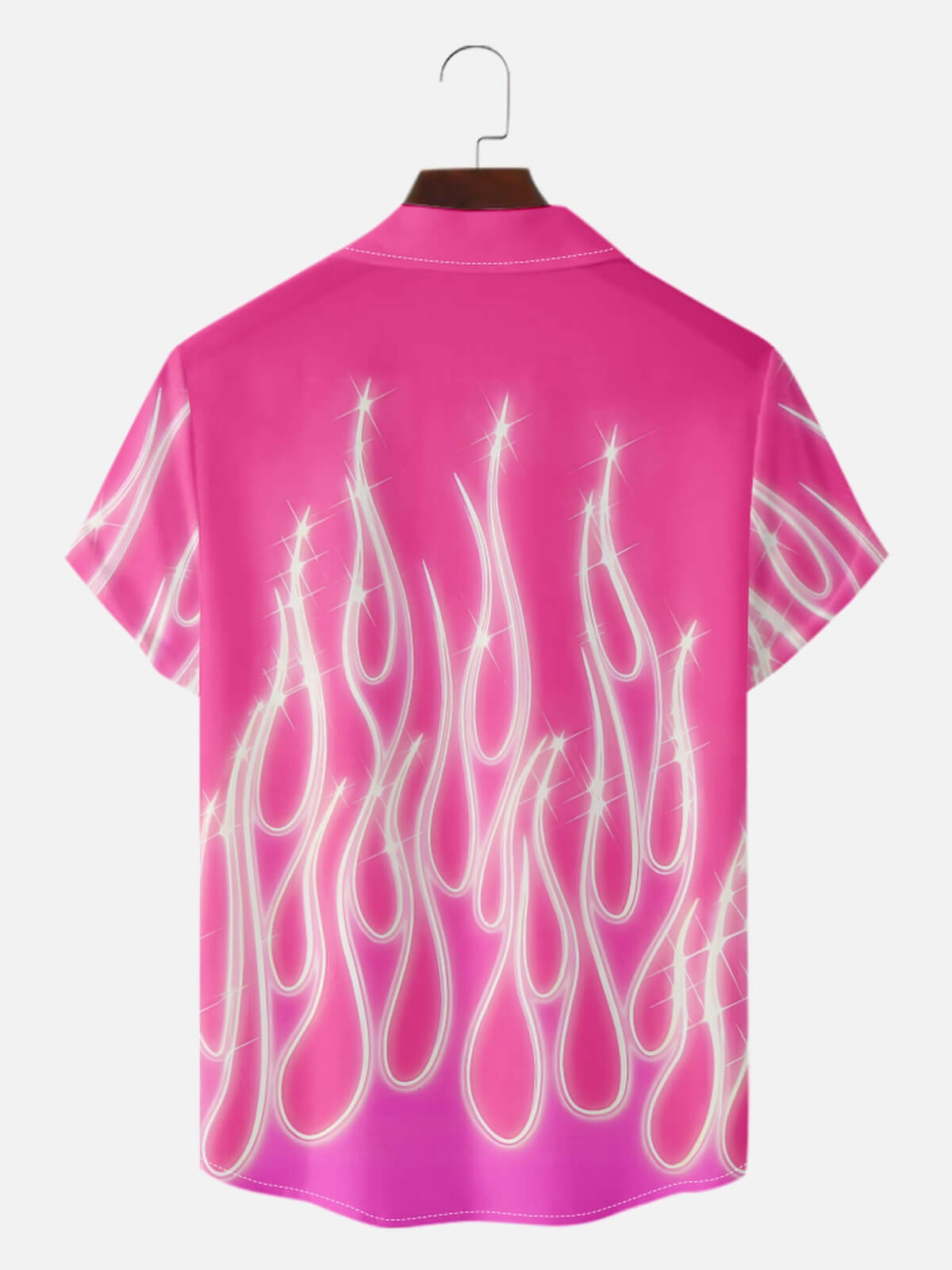 Men's Modern Art Style Camp Collar Short Sleeve Shirt Psychedelic Pattern Shiny Flame Eleven Oasis