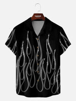 Men's Hot Rod Flame Pattern Short Sleeve Shirt Eleven Oasis