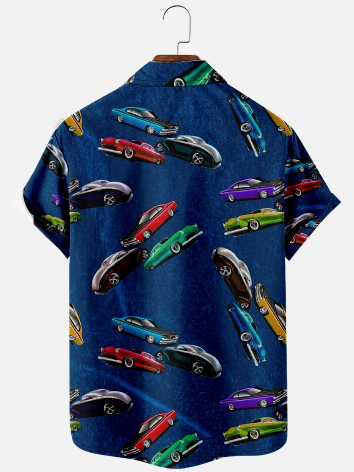 Men's Spread Collar Short Sleeve Shirts Retro Car Print Eleven Oasis