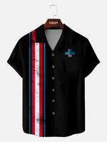 Men's Faith Camp Collar Short Sleeve Shirt Easter Cross Stripes God Design Eleven Oasis