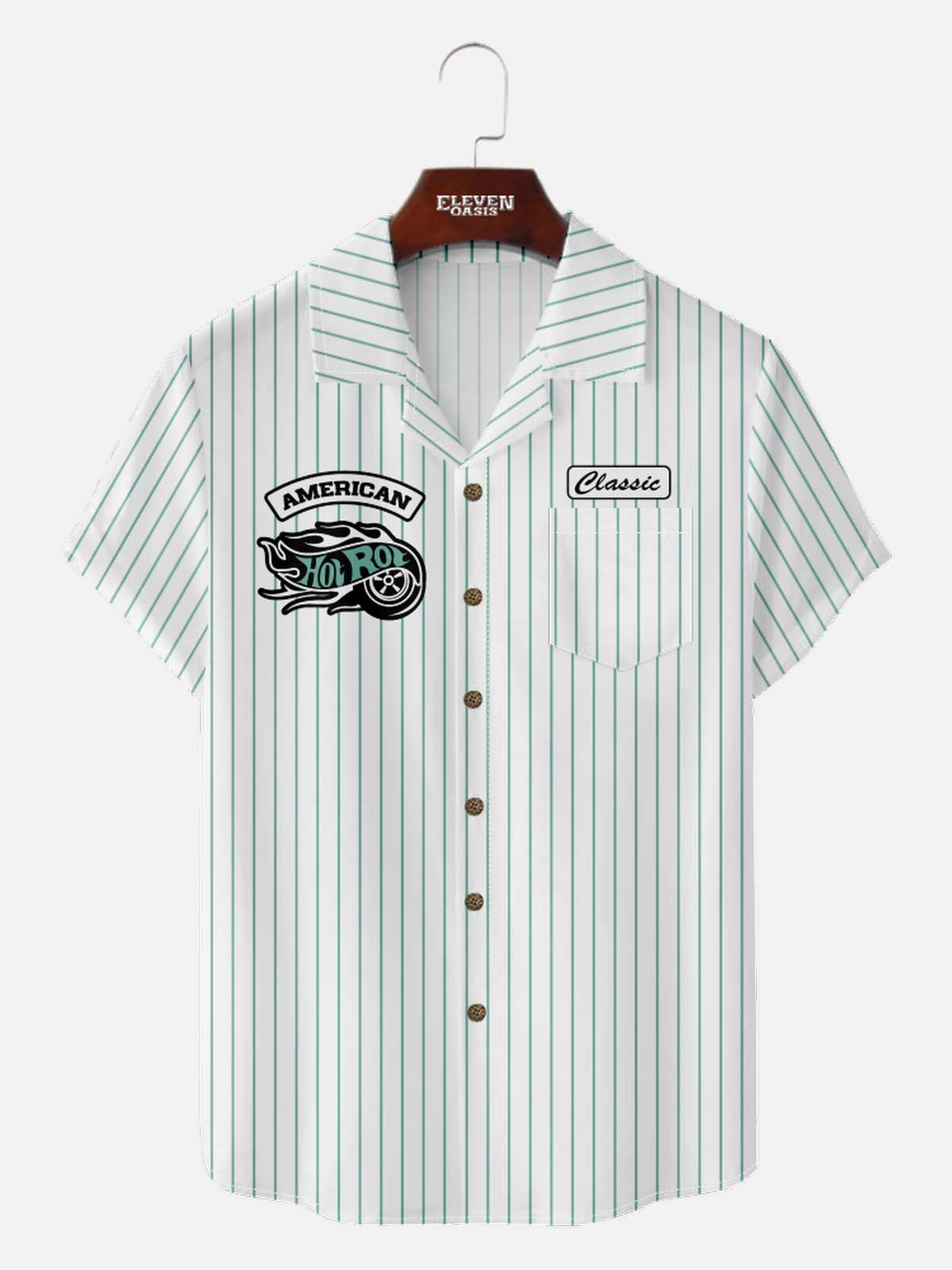 Men's Classic Hot Rod Mechanic Short Sleeve Shirt Eleven Oasis
