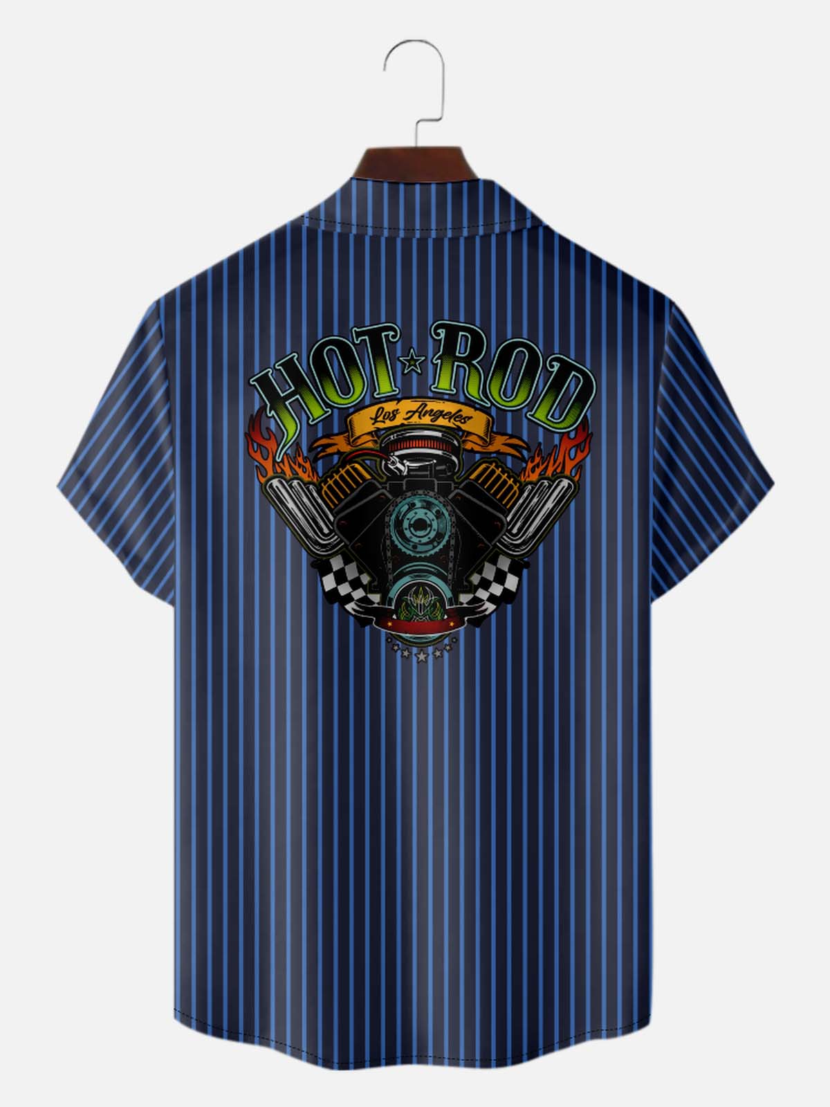 Men’s HotRod & Automotive Camp Collar Short Sleeve Shirt Classic Machine Eleven Oasis