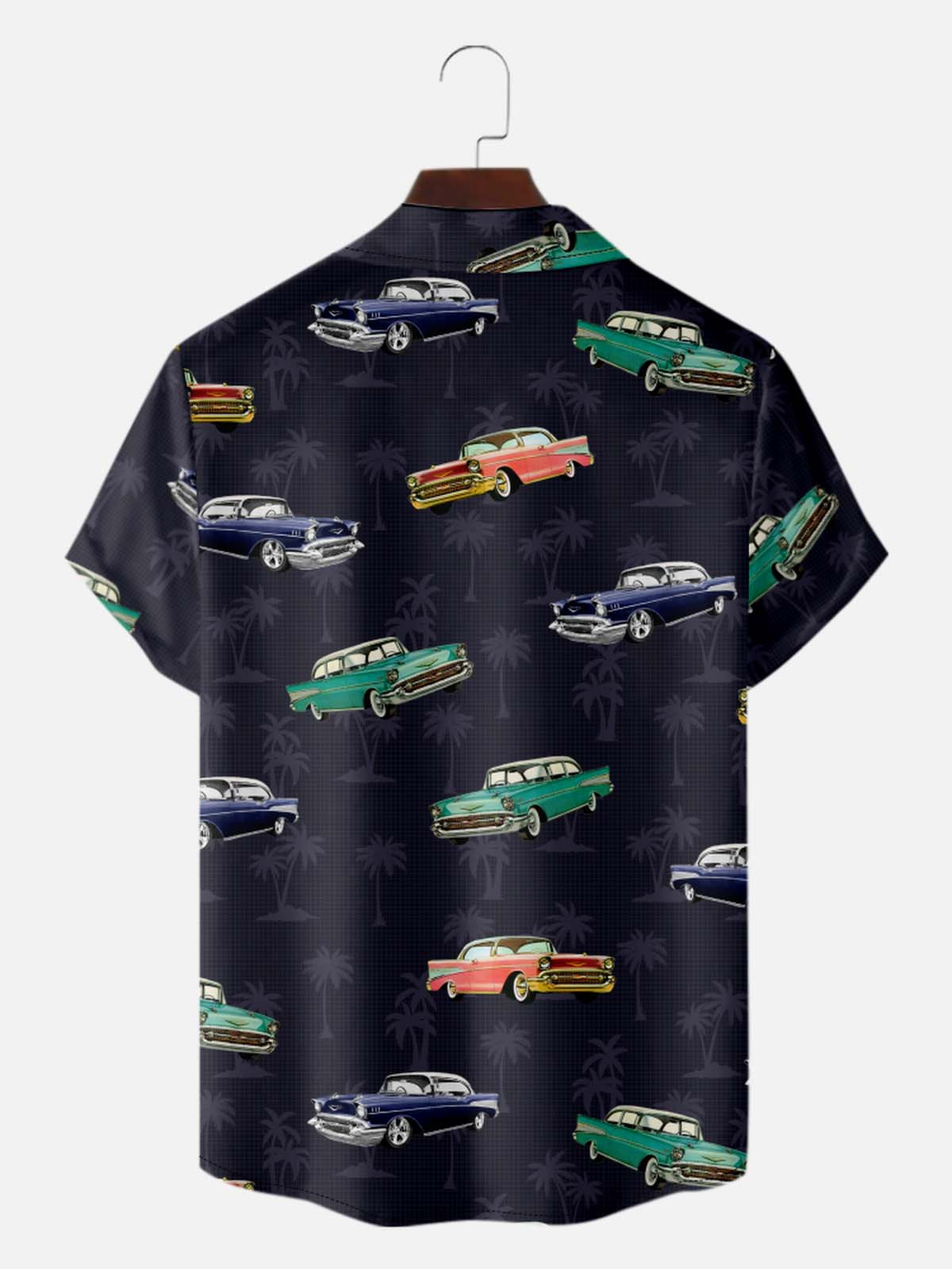 Men’s Vacation Camp Collar Short Sleeve Shirt Palm Paradise Tropical Retro Cars Eleven Oasis