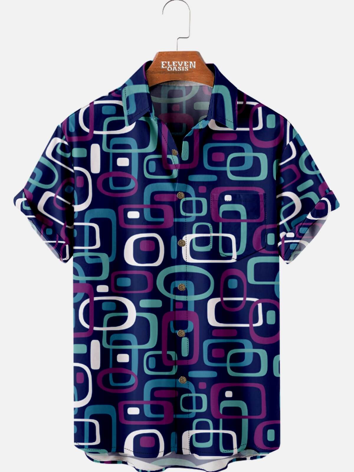 Men's Iconic 70s Pattern Short Sleeve Shirt Eleven Oasis