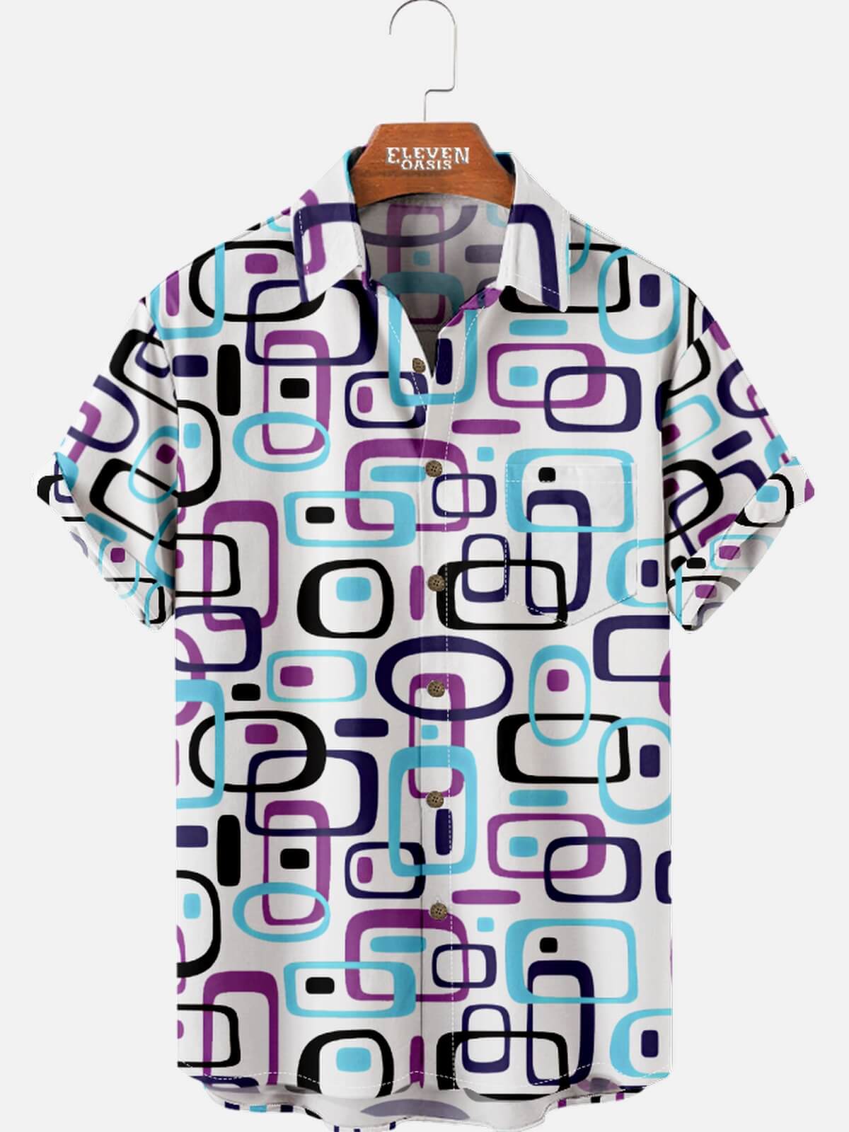 Men's Iconic 70s Pattern Short Sleeve Shirt Eleven Oasis