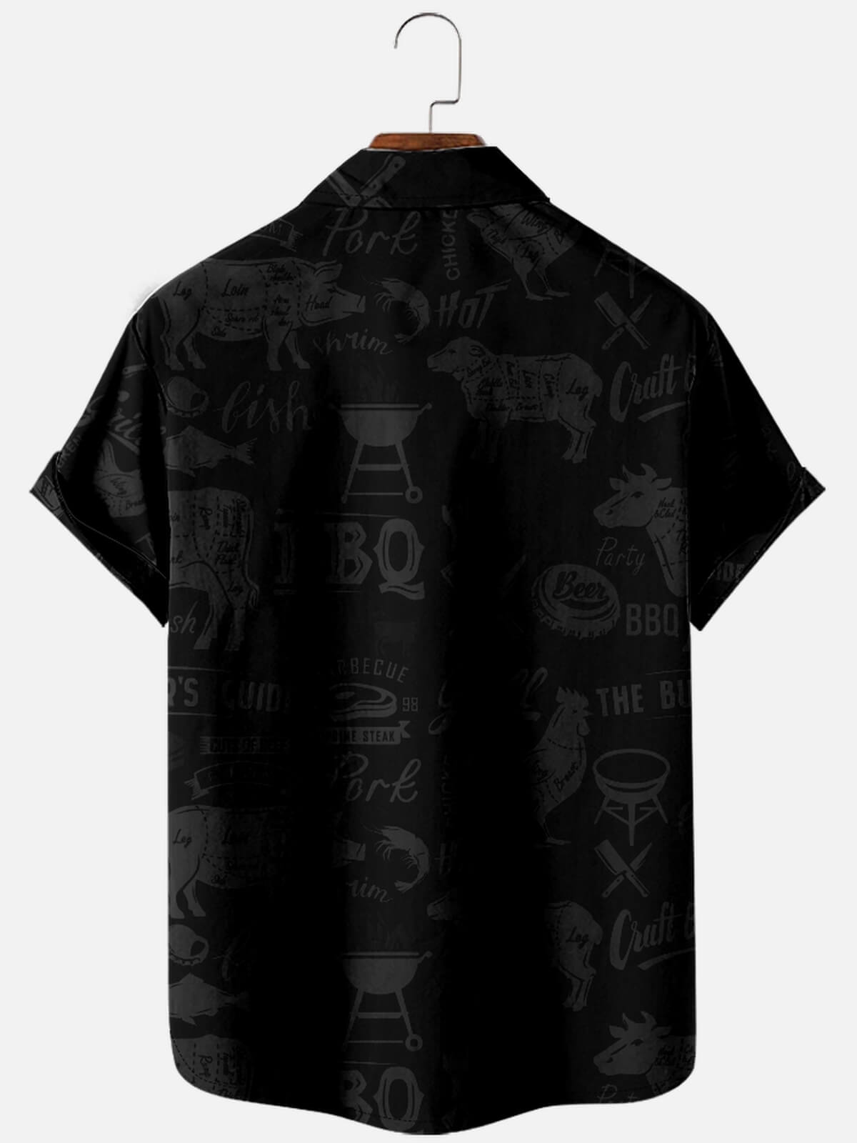 Men’s Food & Beverage Spread Collar Short Sleeve Shirt Uncle Sam I Want You To BBQ Eleven Oasis