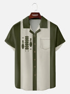 Men's Mid-Century Bowling Pin Art Camp Collar Short Sleeve Shirt ElevenOasis