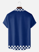 Men's Checkered Flag Bowling Camp Collar Short Sleeve Shirt Eleven Oasis