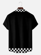 Men's Checkered Flag Bowling Camp Collar Short Sleeve Shirt Eleven Oasis