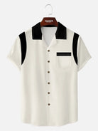 Men's Bowling Club Color-Block Camp Collar Short Sleeve Shirt Eleven Oasis