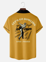 Men's Let's Go Bowling Open Frames Camp Collar Short Sleeve Shirt Eleven Oasis