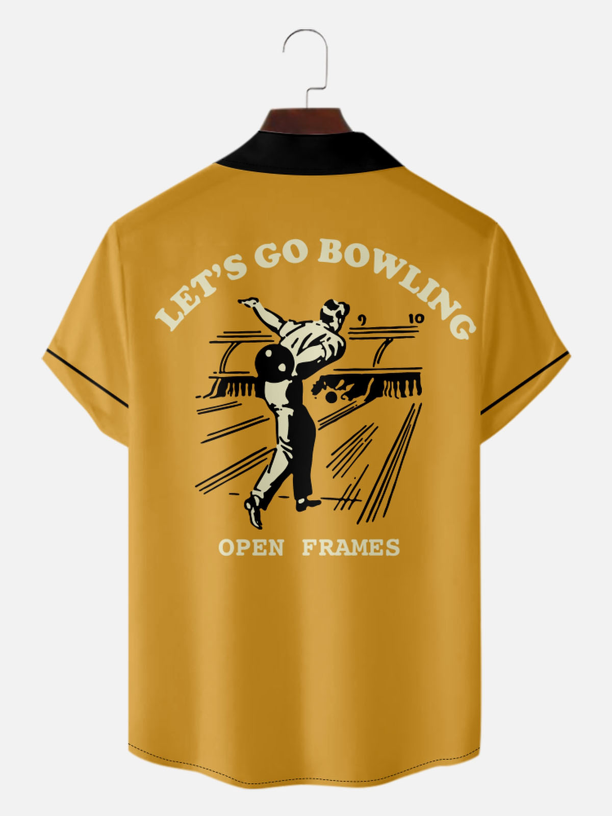 Men's Let's Go Bowling Open Frames Camp Collar Short Sleeve Shirt Eleven Oasis