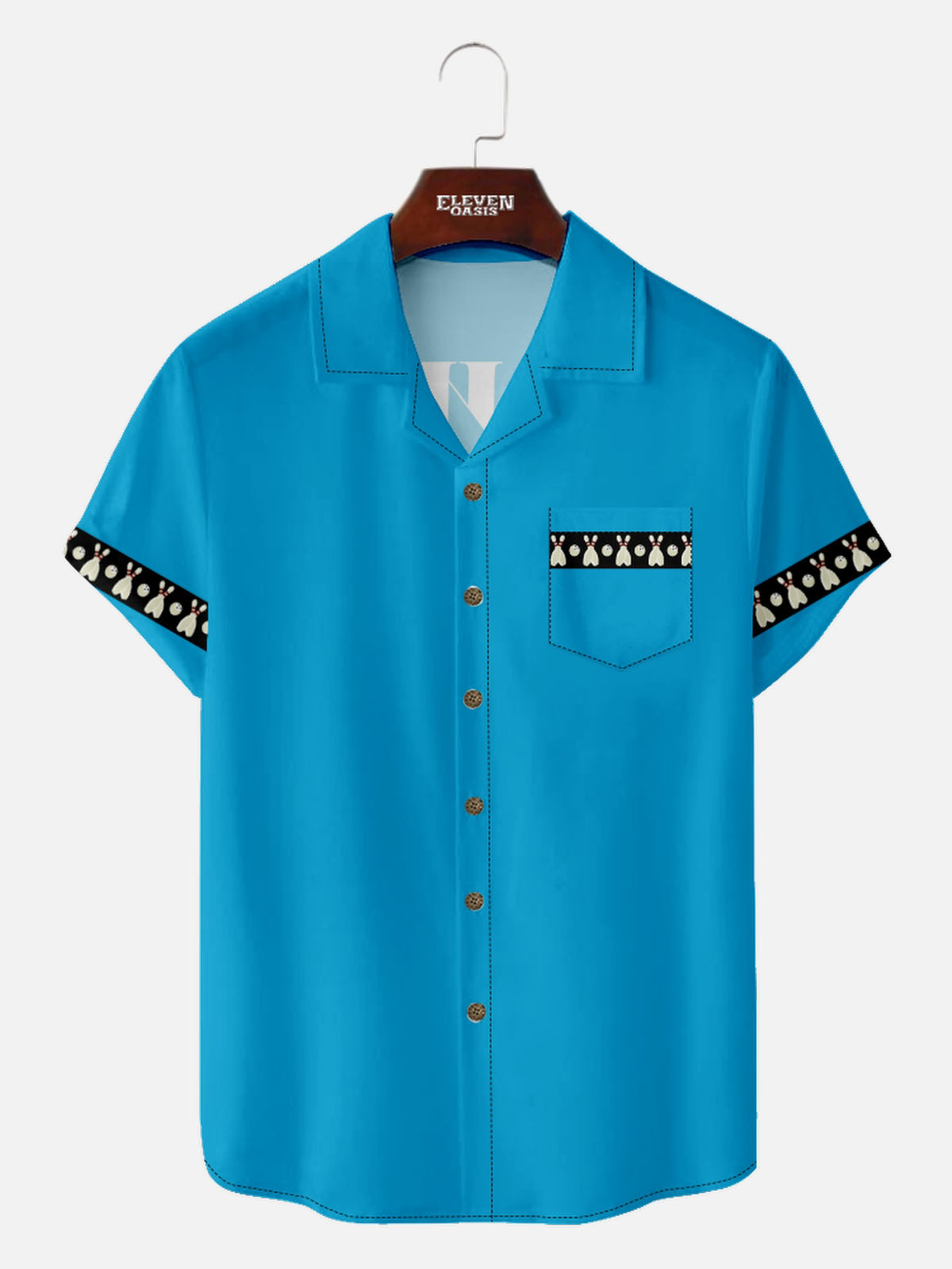 Men's Bowl for Health Camp Collar Short Sleeve Shirt Eleven Oasis