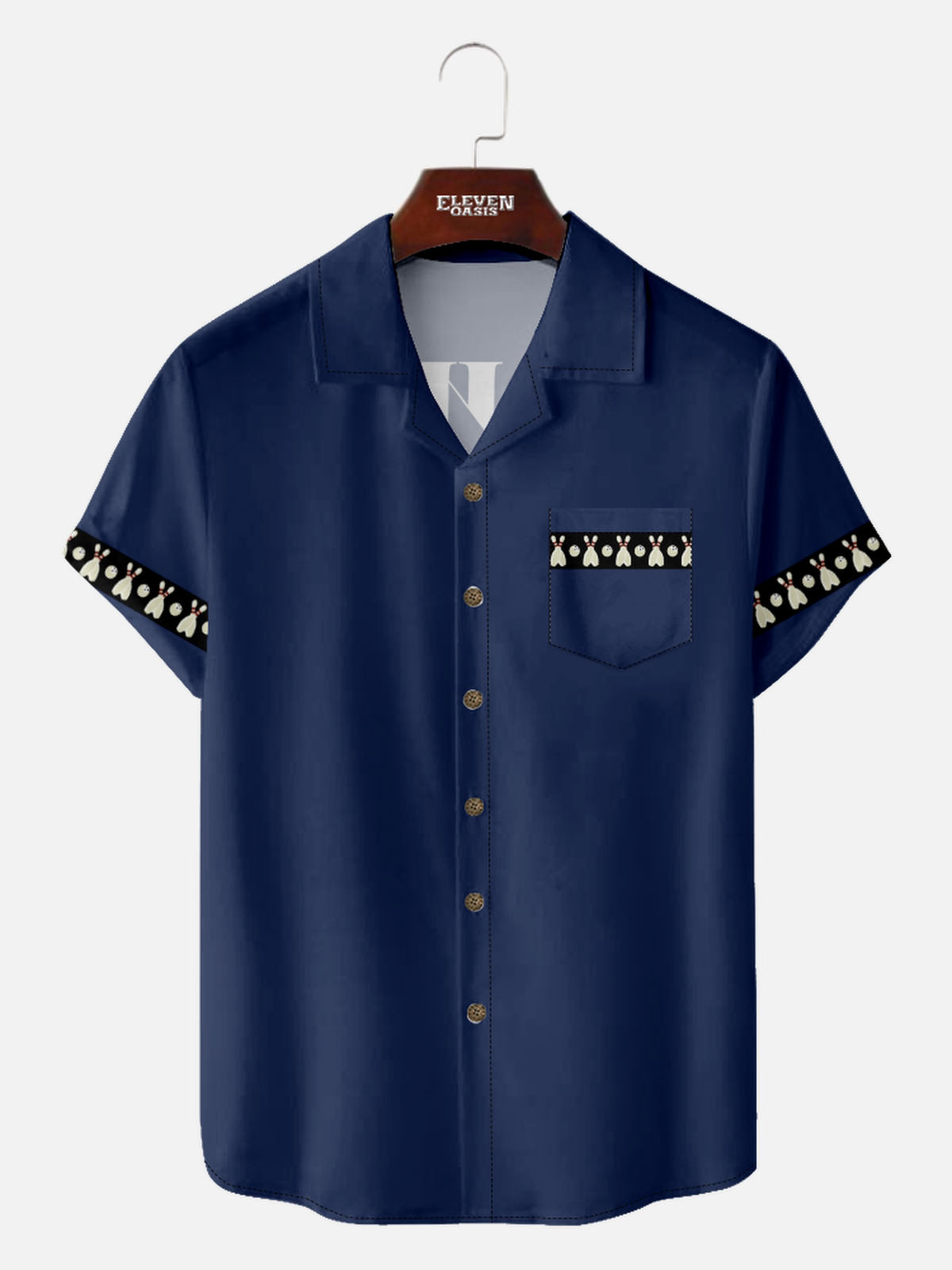 Men's Bowl for Health Camp Collar Short Sleeve Shirt Eleven Oasis