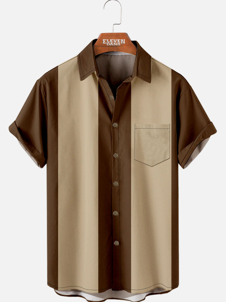 Men's Basic 50s Style Bowling Shirt ElevenOasis
