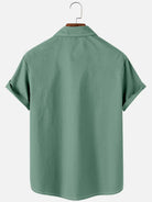 Men's Basic 50s Style Bowling Short Sleeve Shirt ElevenOasis