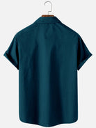 Men's Basic 50s Style Bowling Short Sleeve Shirt ElevenOasis