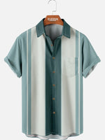 Mens Classic Front Buttons Soft Breathable Chest Pocket Casual Bowling Shirts ElevenOasis