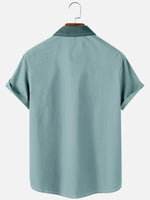 Mens Classic Front Buttons Soft Breathable Chest Pocket Casual Bowling Shirts ElevenOasis