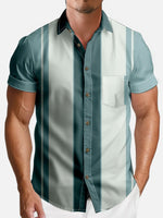 Mens Classic Front Buttons Soft Breathable Chest Pocket Casual Bowling Shirts ElevenOasis