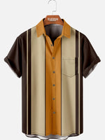 Mens Classic Front Buttons Soft Breathable Chest Pocket Casual Bowling Shirts ElevenOasis