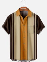 Mens Classic Front Buttons Soft Breathable Chest Pocket Casual Bowling Shirts ElevenOasis