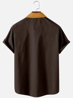 Mens Classic Front Buttons Soft Breathable Chest Pocket Casual Bowling Shirts ElevenOasis