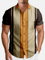 Mens Classic Front Buttons Soft Breathable Chest Pocket Casual Bowling Shirts ElevenOasis