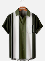 Mens Classic Front Buttons Soft Breathable Chest Pocket Casual Bowling Shirts ElevenOasis