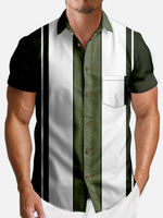 Mens Classic Front Buttons Soft Breathable Chest Pocket Casual Bowling Shirts ElevenOasis